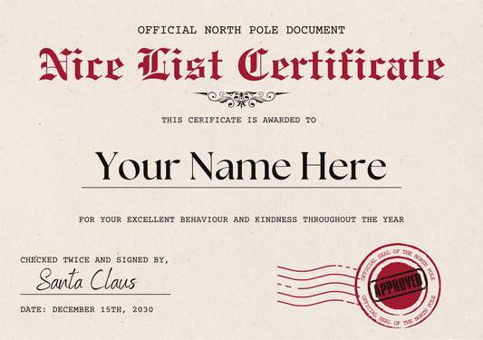 Nice List Certificate